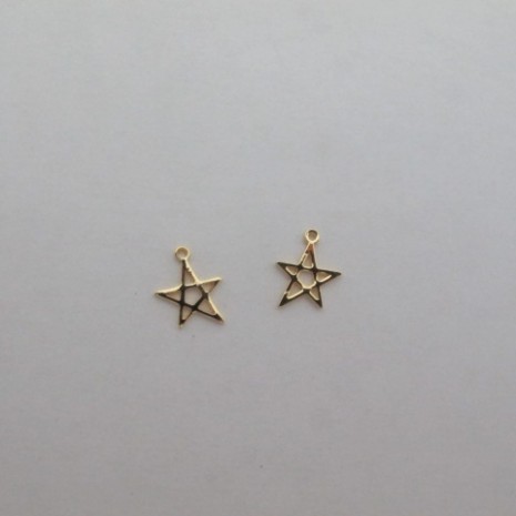 10 Pendentifs étoile 15x11mm Doré à l'or fin