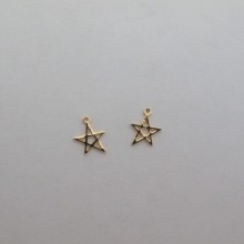 10 pcs Pendentifs étoile 15x11mm Doré à l'or fin