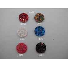 Round sequined leatherette pendant 20mm - 20 pcs