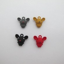 Colored Metal Mouse Pendant 16x15mm - 10 pcs