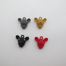 10 pcs pendentif souris en méta coloré teinté