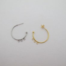 Creole earring semi-open 3 rings stainless steel 25mm