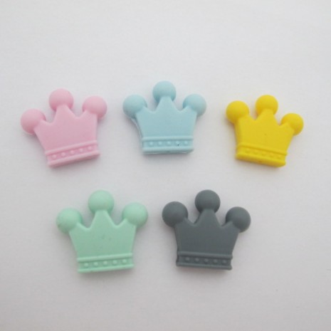 10 pcs perles couronne en silicone 30x35mm