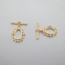 Clasps with gold plated strass 20x15mm - 10 pcs