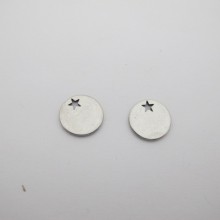 50 pcs Sequin rond étoile acier inoxydable 13mm