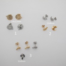 6 pcs clous d'oreilles acier inoxydable