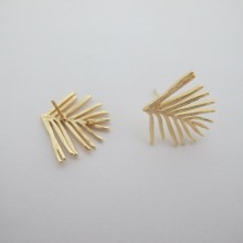 10 pcs Clous d'oreilles feuilles 21x19mm Doré à l'or fin