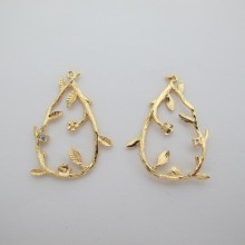 Gold plated pendant 32x24mm - 10 pcs