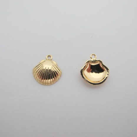 10 pcs Pendentif coquillage de palourde 13x12mm Doré à l'or fin