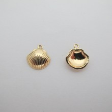 Pendentif coquillage de palourde Doré à l'or fin 13x12mm - 10 pcs