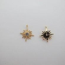 Gold plated rhinestone pendant 13x11mm - 10 pcs