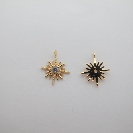 10 pcs pendentif strass 13x11mm Doré à l'or fin