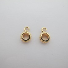 Attaches pendentifs pour cordon Doré à l'or fin 12x8mm - 4mm - 10 pcs