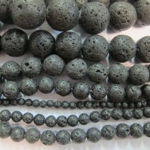 Round Black Lava Stone Bead - 40cm String