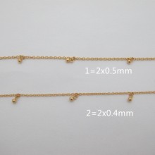 Golden stainless steel chain drop 6x3mm - 1m