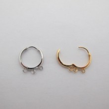 Round sleeper with 3 gold plated rings 17mm - 10 pcs