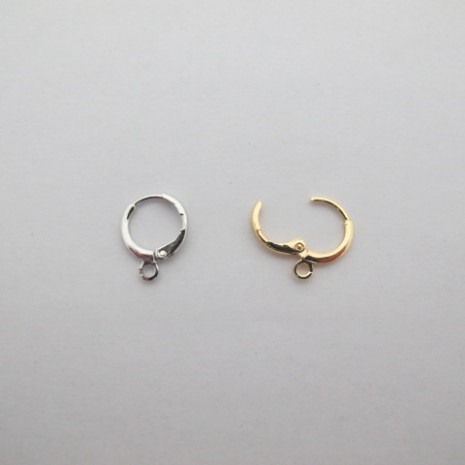 10 pcs Dormeuse ronde avec 1 anneau 12mm Doré à l'or fin