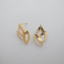 Clous d'oreilles Doré à l'or fin 22x15mm - 10 pcs