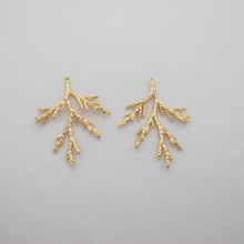 10 pcs pendentif feuilles 36x28mm Doré à l'or fin