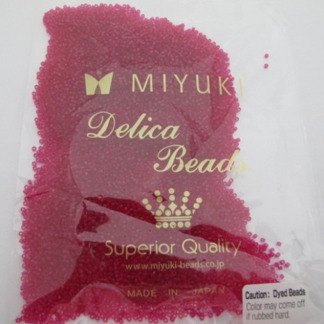 50 GRS MIYUKI DELICA 11/0 DB0775 DYED SEMI MAT TRANSPARENT SCARLET