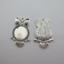 10 pcs Supports pendentifs hibou en Métal pour cabochons ronde 20mm