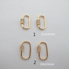 5 pcs fermoirs strass 21x14mm Doré à l'or fin