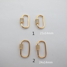 Gold plated rhinestone clasps 5 pcs