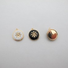 10 pcs Pendentif Doré à l'or fin 13mm