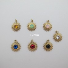 5 Pcs Pendentif fleur cristal Acier Inoxydable