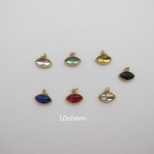 10 Pcs Pendent colored strass in steel