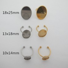 Stainless steel ring holders for 10x14mm/13x18mm/18x25mm cabochons