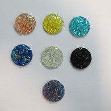 50 Cabochons round flat decorated 20mm