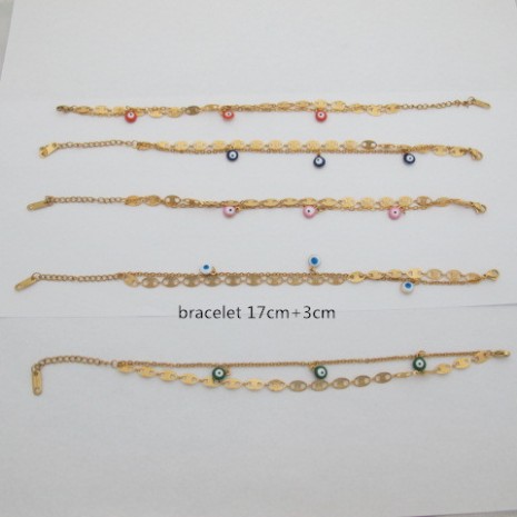 bracelet émaillée oeil 6mm acier inox doré