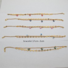 bracelet émaillée oeil 6mm acier inox doré