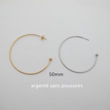 Boucle d'oreille créole semi-ouverte acier inoxydable 50mm