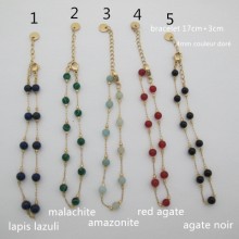 bracelet perles ronde 4mm acier inoxydable doré