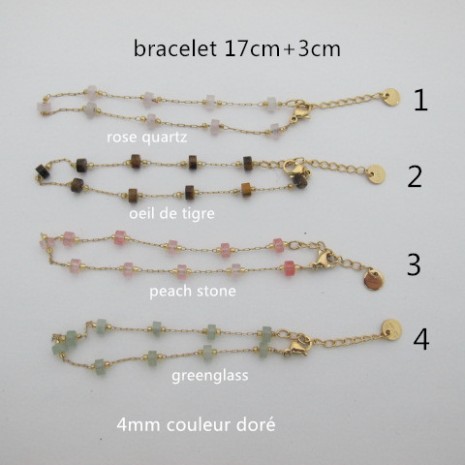 bracelet rondelle 2x 4mm acier inoxydable doré