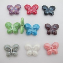 20 Ceramic Butterfly Beads 30x23mm