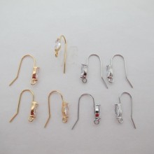 10 Ear hooks 23mm rhinestone shuttle 4x9mm