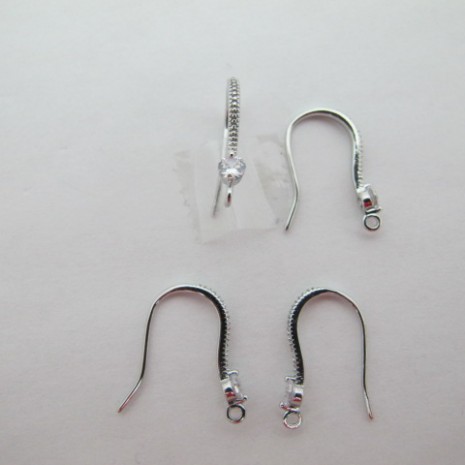 10 Crochets d'oreilles 17mm strass 3mm