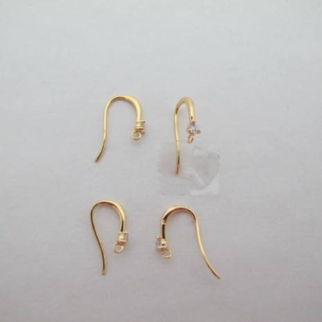 10 Crochets d'oreilles 18mm strass 3mm