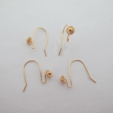 10 Ear hooks 24mm flower7mm