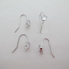 10 Crochets d'oreilles 23mm strass 6mm