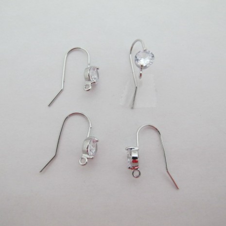 10 Ear hooks 23mm rhinestones 6mm