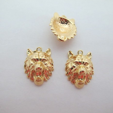 10 Pendentifs lion 19x14mm