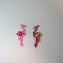 30 Metal Charms Pink Flamingo 33x13mm