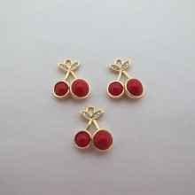 10 Pendants strass cherry 13x11mm