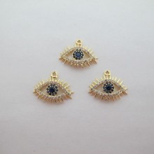 10 Pendants strass eye 13x17mm