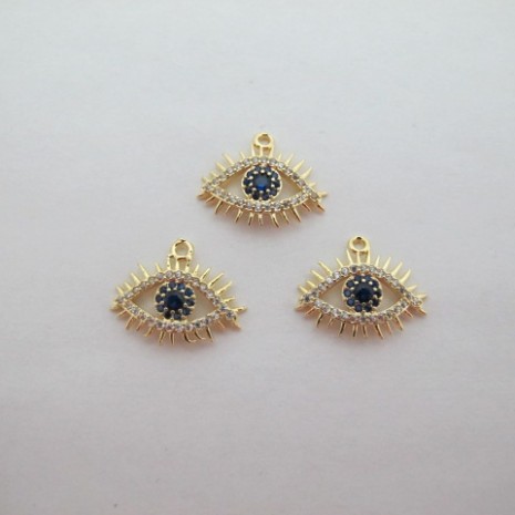 10 Pendentifs strass l'oeil 13x17mm