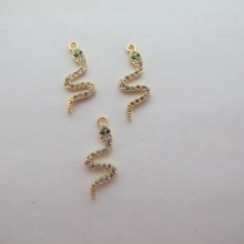 10 Pendentifs strass serpent 18x7mm